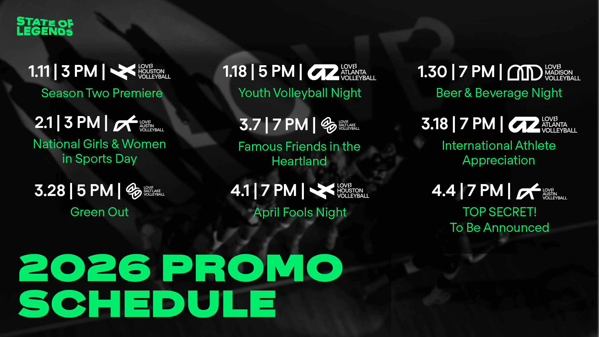 LOVB Nebraska Announces 2026 Promotional Schedule, Home Match Times
